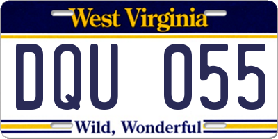WV license plate DQU055