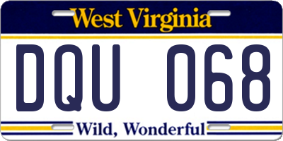WV license plate DQU068