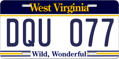 WV license plate DQU077