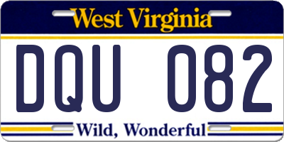 WV license plate DQU082