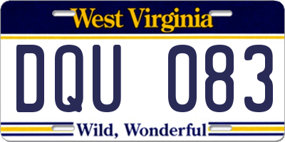 WV license plate DQU083