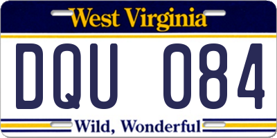 WV license plate DQU084