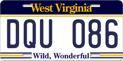 WV license plate DQU086