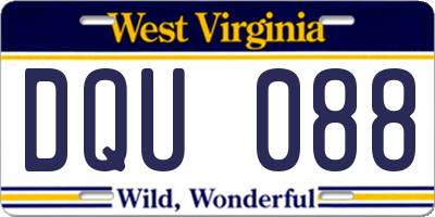 WV license plate DQU088
