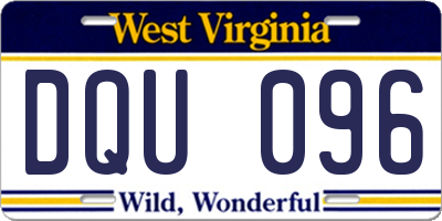 WV license plate DQU096
