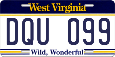 WV license plate DQU099