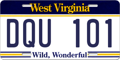WV license plate DQU101