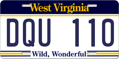 WV license plate DQU110