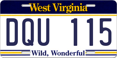 WV license plate DQU115