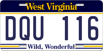 WV license plate DQU116