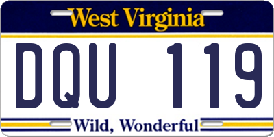 WV license plate DQU119