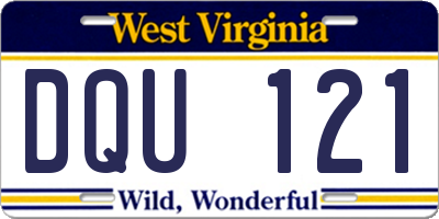 WV license plate DQU121