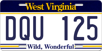 WV license plate DQU125