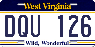 WV license plate DQU126