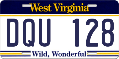 WV license plate DQU128