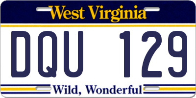 WV license plate DQU129