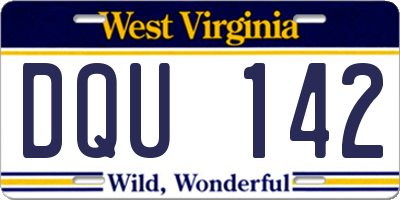WV license plate DQU142