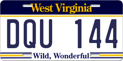 WV license plate DQU144