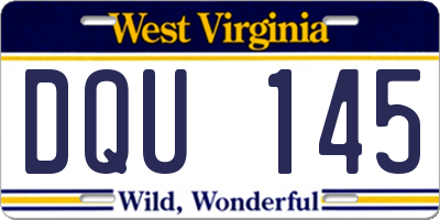 WV license plate DQU145