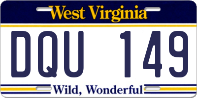 WV license plate DQU149