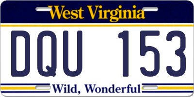 WV license plate DQU153