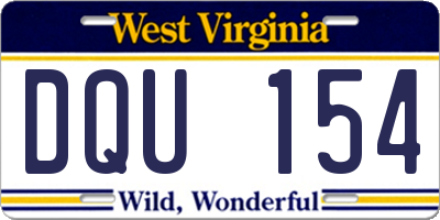 WV license plate DQU154
