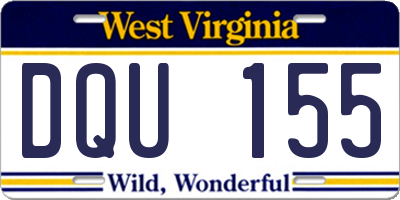 WV license plate DQU155