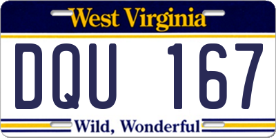 WV license plate DQU167