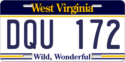 WV license plate DQU172
