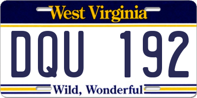 WV license plate DQU192