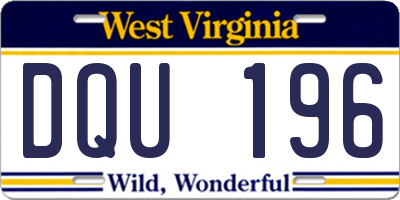 WV license plate DQU196