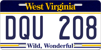 WV license plate DQU208
