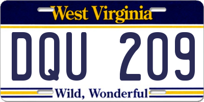 WV license plate DQU209