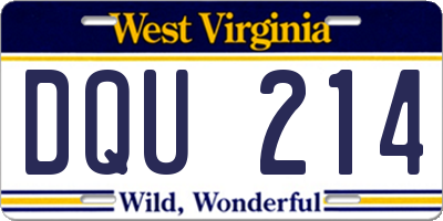 WV license plate DQU214