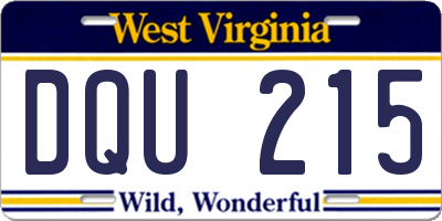 WV license plate DQU215