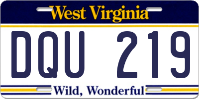 WV license plate DQU219