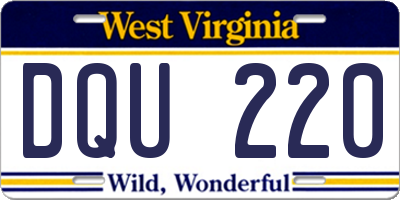WV license plate DQU220