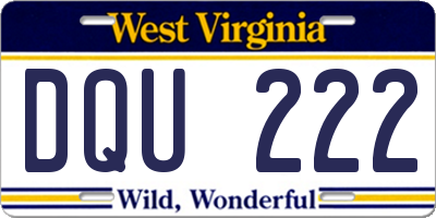WV license plate DQU222