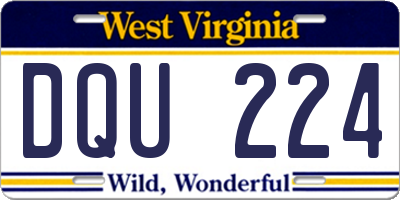 WV license plate DQU224