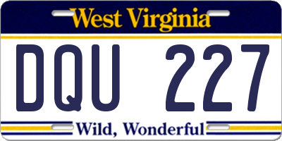 WV license plate DQU227
