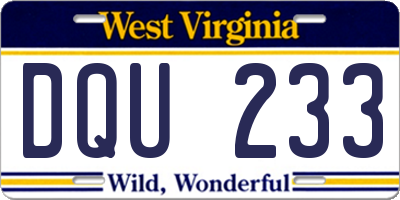 WV license plate DQU233