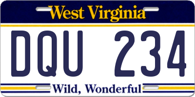 WV license plate DQU234