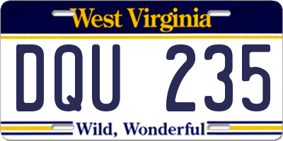 WV license plate DQU235