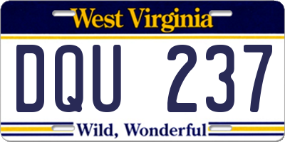 WV license plate DQU237