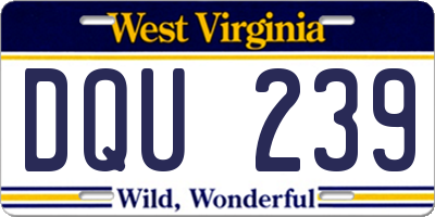 WV license plate DQU239