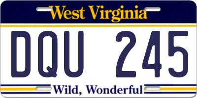 WV license plate DQU245
