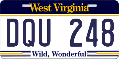 WV license plate DQU248