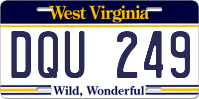 WV license plate DQU249