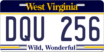 WV license plate DQU256
