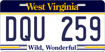 WV license plate DQU259